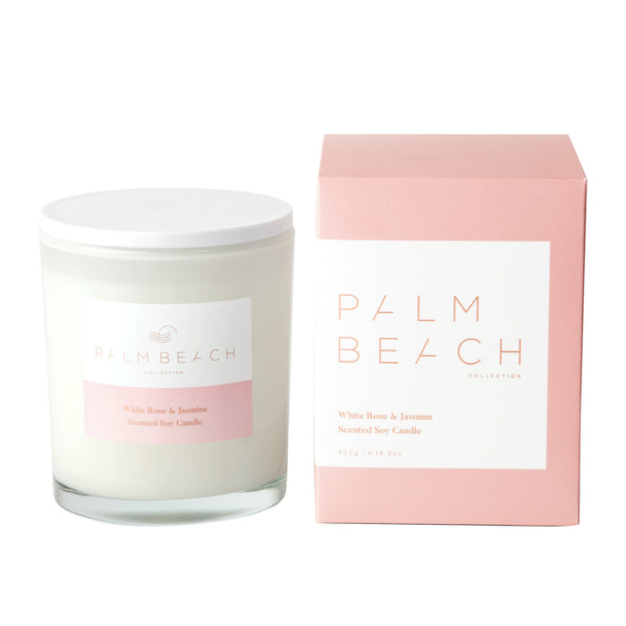 Palm Beach White Rose & Jasmine Scented Soy Candle 420g